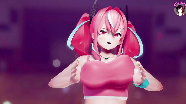 PiNK CAT Sexy Dance In Sport Shorts (3D HENTAI)