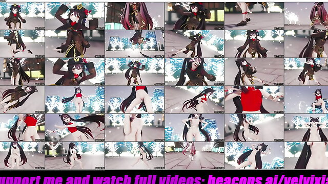 Genshin Impact - Hu Tao Squirt Dance + Gradual Undressing (3D HENTAI)