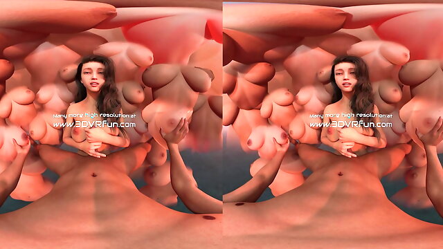 3D VR Pov, Busty brunette missionary, in 3D animated VR