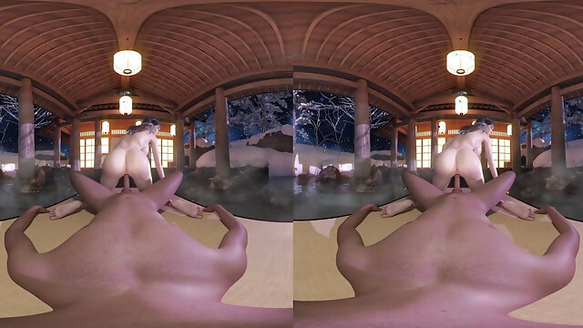 3D VR Pov, busty asian reverse cowgirl, 3D animation VR