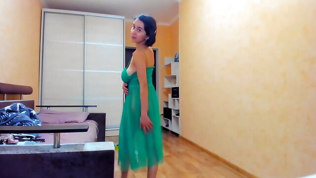 Hot Myla Angel in a green transparent dress!
