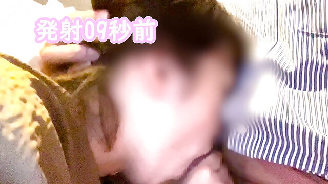 A Japanese amateur couple's love romance with a gentle handjob and blowjob until he cums in the mouth at karaoke