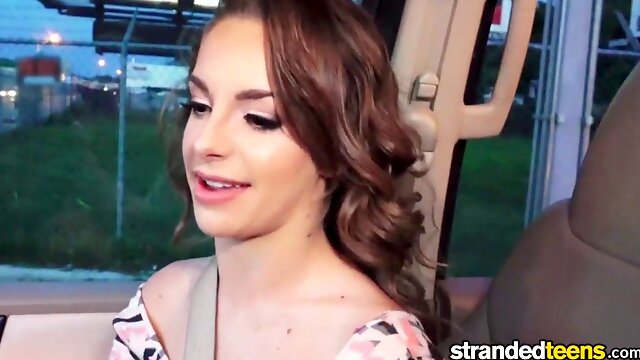 Kimmy Granger gets her skinny ass drilled in POV car blowjob video