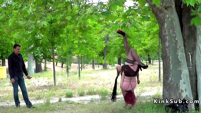 Redhead Slave Hanged On Public Tree