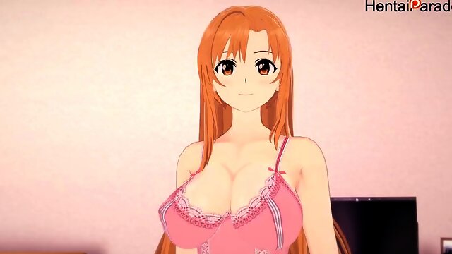 Asuna rides your cock SAO Uncensored Hentai