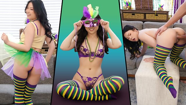 Tiny Little Asian Lulu Chu Celebrates Mardi Gras Taking Giant Cock In All Positions - Exxxtra Small