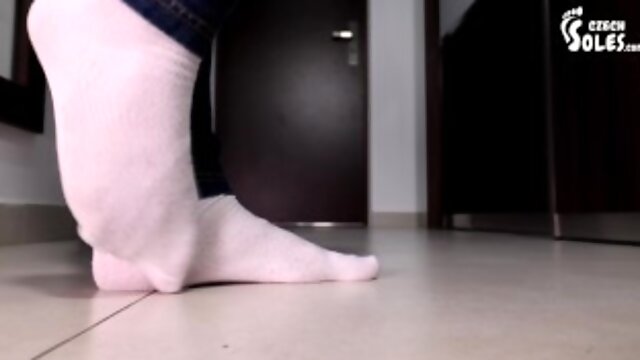 Worn white socks POV teasing with her BIG feet (POV socks, worn socks, foot worship POV, foot tease)