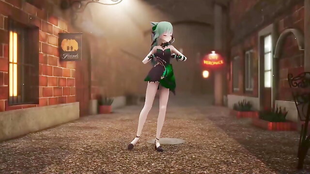 Genshin Impact Keqing Undress Dance and Street Night Sex Hentai Mmd 3D Dark Green Hair Color Edit Smixix