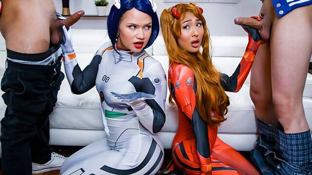 Mina Luxx and Harley King are enjoying fucking with two young men