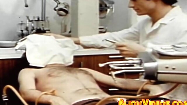 Gay patient jerks off while dildo fucked by hot doctor