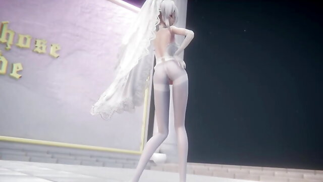 Haku - Sexy White Pantyhose Dancing (3D HENTAI)