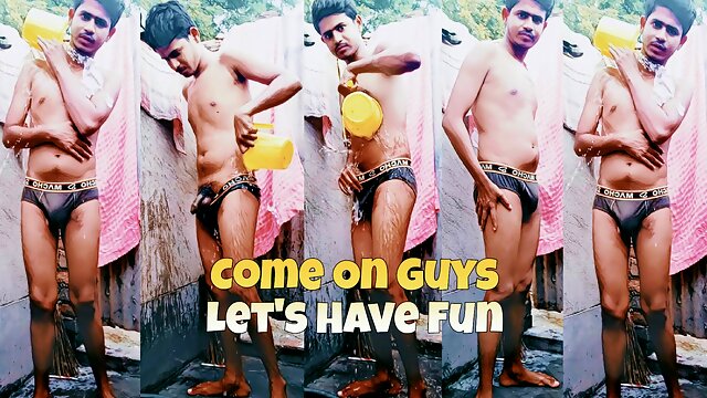 Indian Village boy bathing nude in public, indian boy outdoor nude bathing video, village ka ladka nanga hokar nahaya