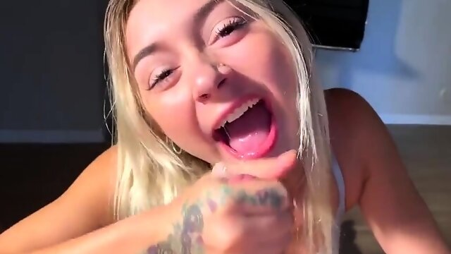 Naughty blonde teen makes POV cock burst with pleasure