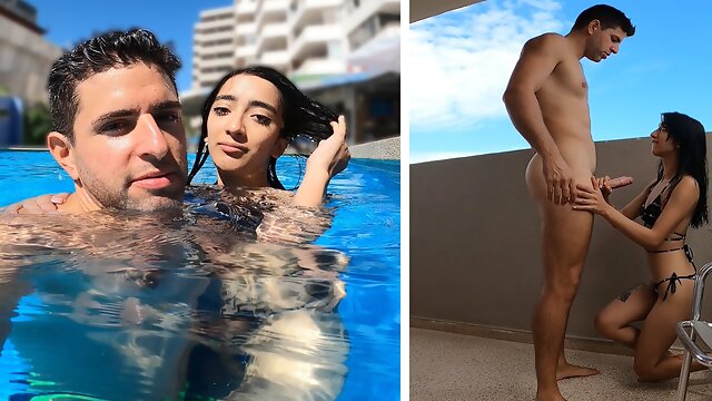 Argentinian slut is picked up from the swimming pool and fucked in her hotel room