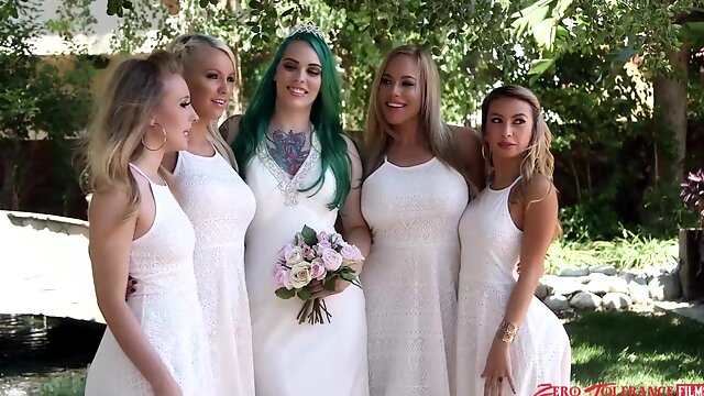Bitches attend wedding party where they fuck like sluts in group scenes