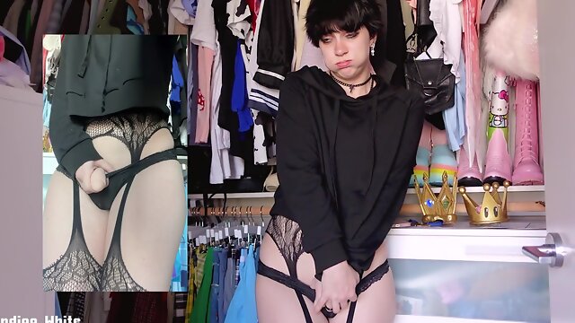 Stockings Solo, Femboy In Panties, Goth