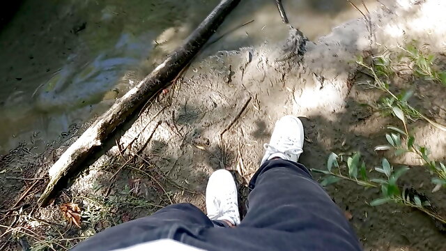 Jon Arteen plays in the mud with his new sneakers Nike Air Force One AF1 sockless. Boy foot fetish gay porn video  This twink tr