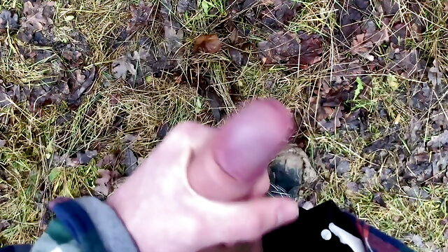 EXTREME! Hottest Teen Masturbates His Big Dick Outdoors 