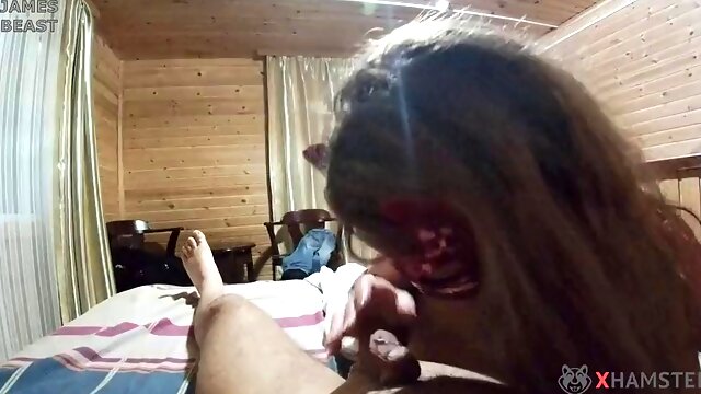 Sexy milf in red devil mask sucks hard cock and gets fucked - Russian amateur couple