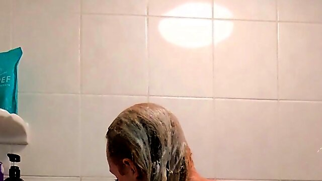 Mature blond shower