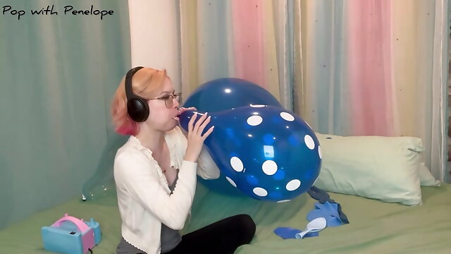 10 Nail POPS! Blowing up and Deflating Blue Balloons!
