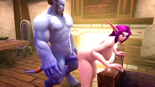 Blue Man with Elf - Warcraft Porn Parody