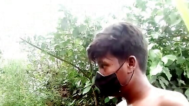 Indian cute boy showing ass and doing cumshot with hard cock Rohit in the forest full enjoyment in this sex gay video 