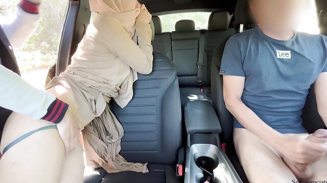 Tourist, Dogging Car, Watching My Wife, Muslim Threesome, Hijab, Arab, Wife Share
