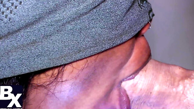 Ebony Mouth Filled up to the Brim by Big White Cock