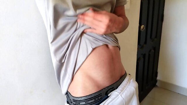 Straight soccer player gropes his pecker