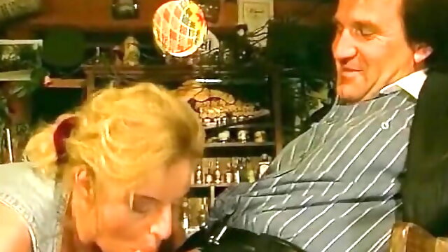 A blond lady from France gets destroyed at the bar