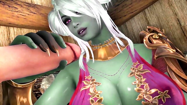 Manara's Gloryhole Adventure Skyrim 3D Animation Dark Green Skin Color Edit Smixix
