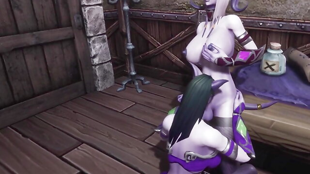 Draenei Futa Dickgirl Gets a Blowjob by a Dickgirl - Warcraft Porn Parody