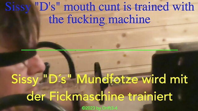 Deepthroat training with the fucking machine for Sissy 