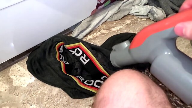 Vacuum cleaner inhale my sack of babymakers and steamy sweet cum