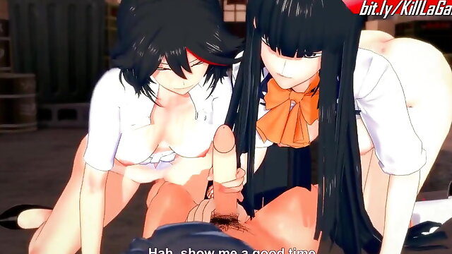 Ryuko & Satsuki Dress up as Gyarus for a Kinky Threesome