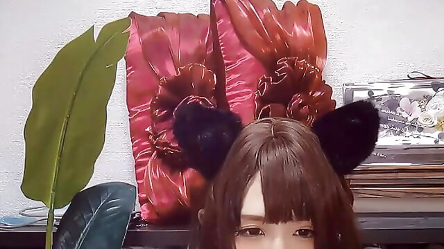 Individual shoot Video of a cute man with a cute cat ear