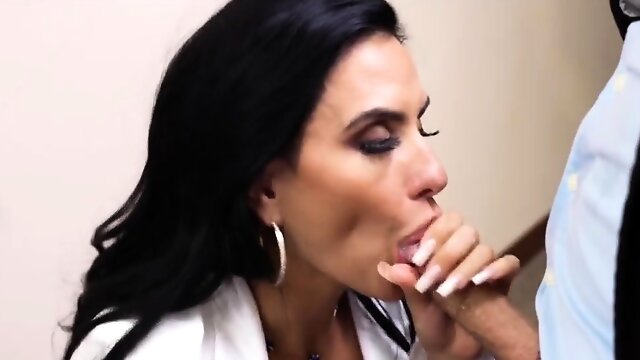 Dark haired milf rides head teacher at his office