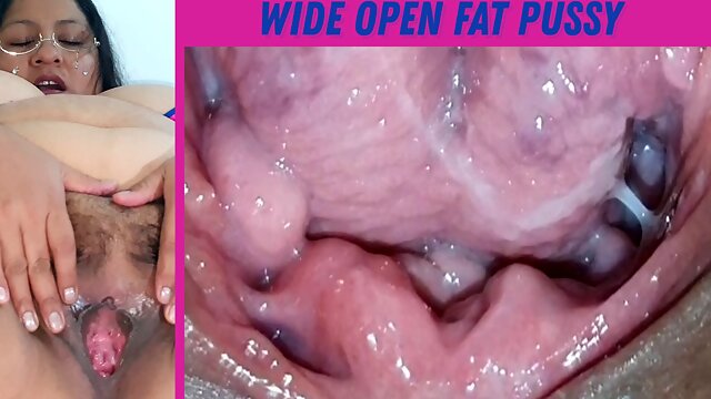 Gaping my fat and hairy pussy