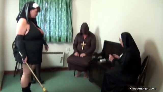 Horny Monk Fucks Old Chubby Nuns
