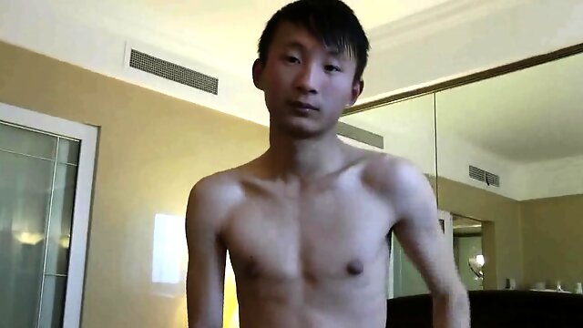 Fit Chinese Boy Bound Cum With Shower