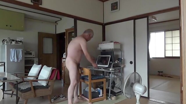 Japanese old man masturbation erect penis semen flows 17