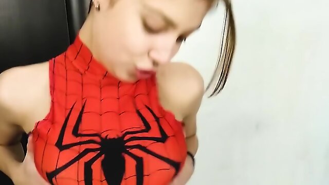 Crempie Spider-girl Gets Cum On Her Pussy Cosplay Spider-girl With Mi Ha And Miha Nika 69
