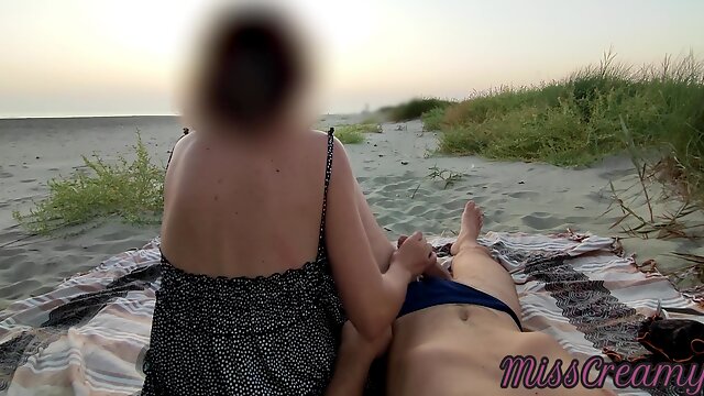 Caught Jerking Off, Beach Handjob, French Nudist Beach, Public Outdoor, Dick Flashing