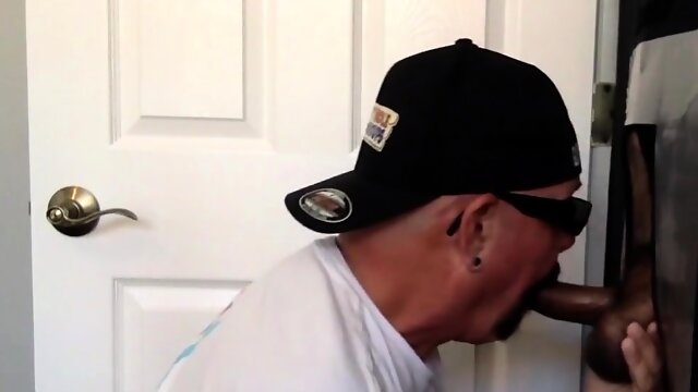 Gloryhole oral DILF in jockstrap fucked