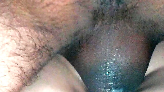 Milking the married woman's pussy during the shower. Sperm dripping down the delicious slut's legs and balls.