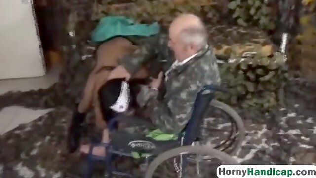 Crippled Old Guy Fucks Sexy Young Brunette Nurse