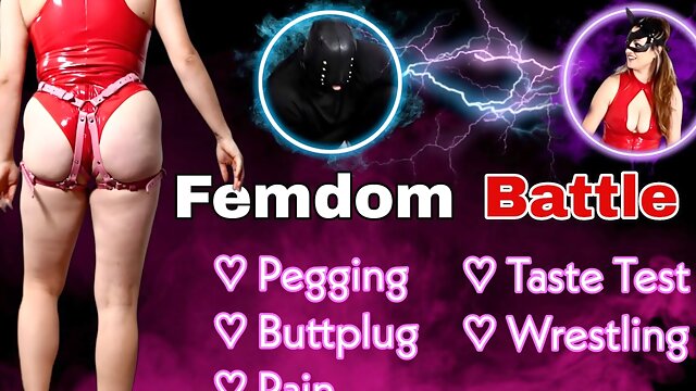 Femdom Battle Arena! Mixed Wrestling Pegging Taste Test BDSM Bondage FLR Real Homemade Milf Stepmom 