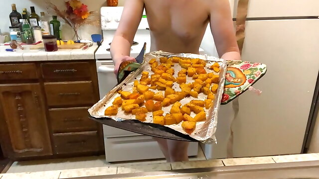 Red Headed Savage Devours Kale for Thanksgiving! Naked in the Kitchen Episode 73