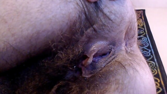 Dripping Hairy Pussy Solo, Asshole Close Up Solo